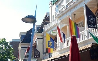 Kioskvlag / gevelvlag - vlaggendoek - enkelzijdige print - XYZ=50x50x100cm