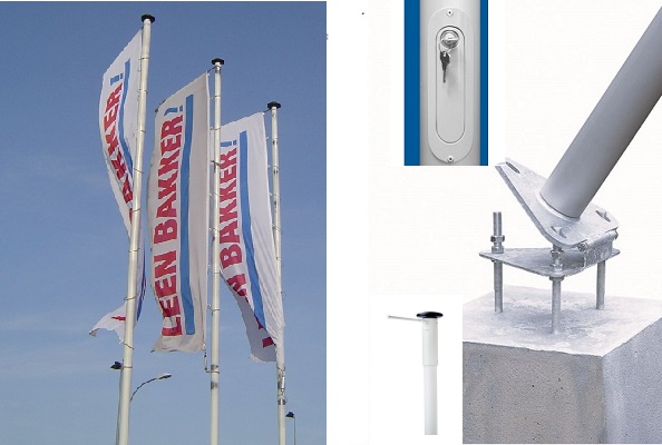 Flagpole plus - wit of zilverkleurig -  5 m - 70 mm
