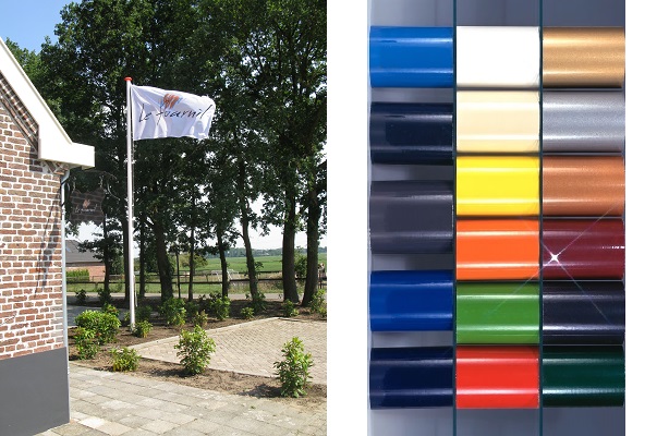 Vlaggenmast polyester in kleur + kantelanker -  6 m
